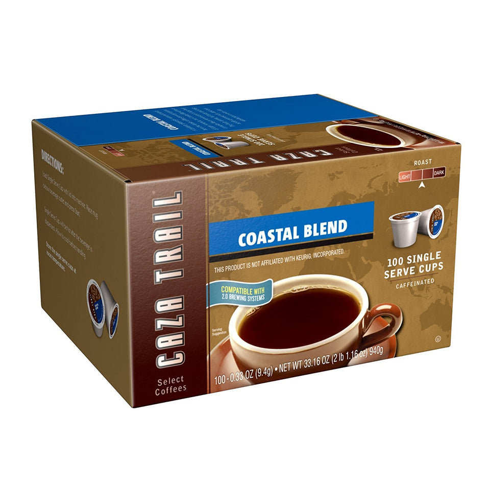 Caza Trail Coastal Blend coffee pods for quick, convenient mornings.