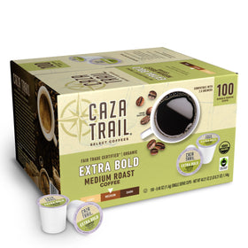 Caza Trail coffee packaging featuring organic beans for premium flavor