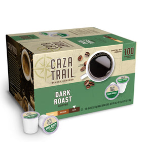 Caza Trail dark roast coffee pod delivers bold flavor with a smooth finish.