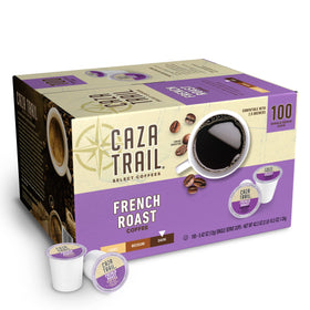 Caza Trail French Roast pods deliver bold aroma for busy mornings.