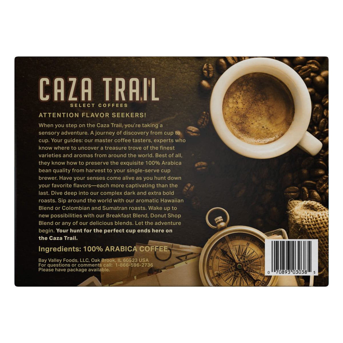 Caza Trail Kona Blend brew in a mug with balanced flavor