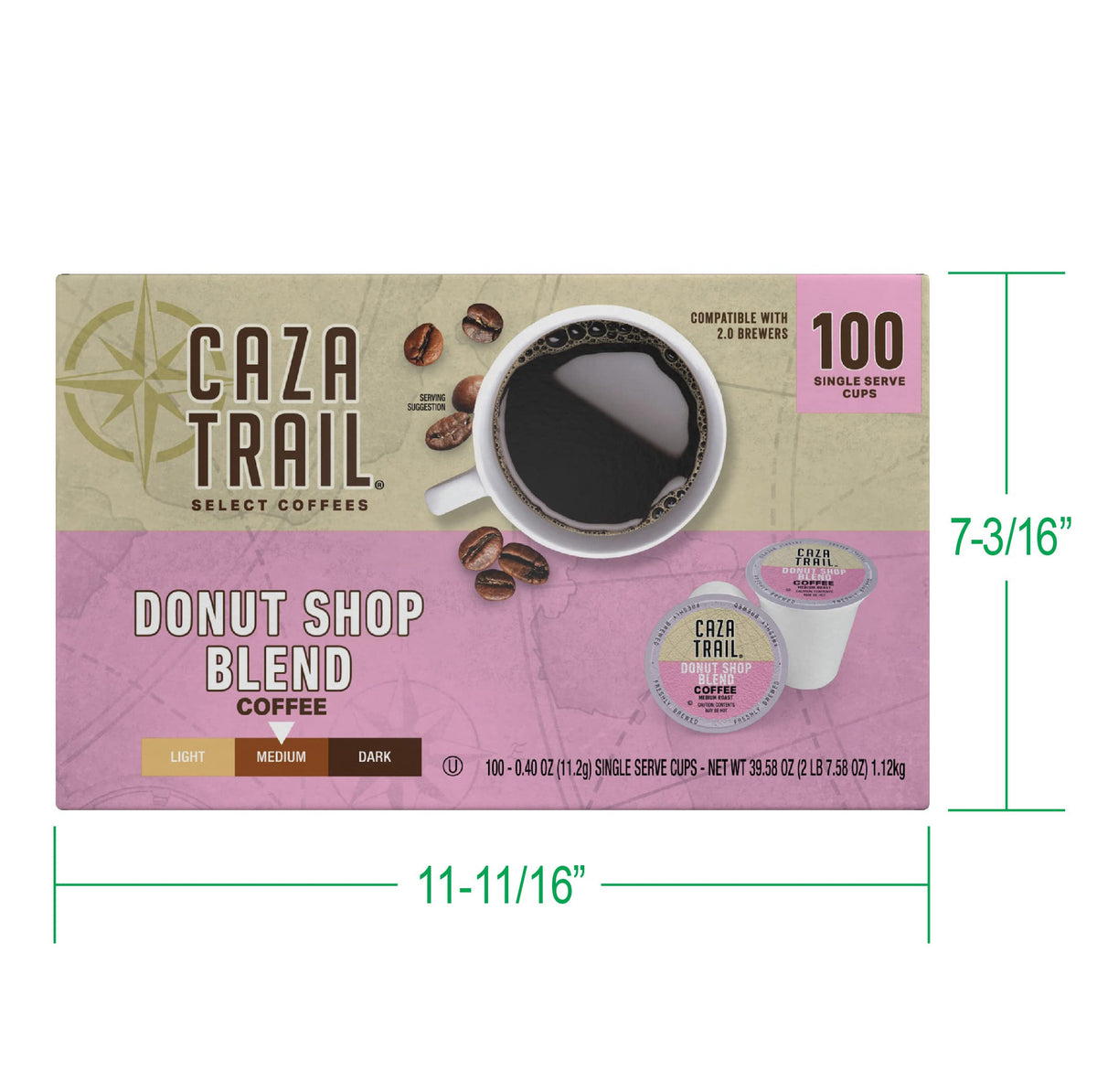 Caza Trail single-serve pod packaging sleeve on display.
