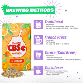 CBSé Orange Flavor Yerba Mate ready to brew with smooth energy