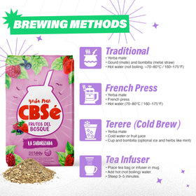 CBSé Forest Fruit loose leaf yerba mate close-up highlighting berry aroma.