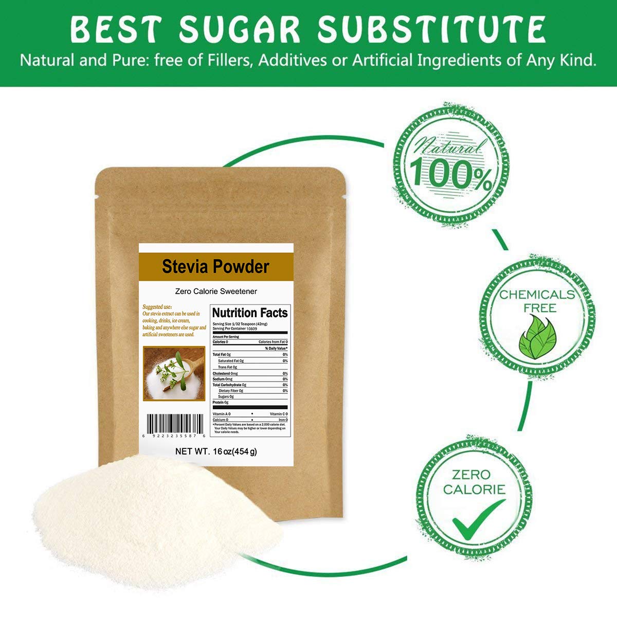 CCnature Stevia Powder texture closeup reveals sugar-like feel for easy baking