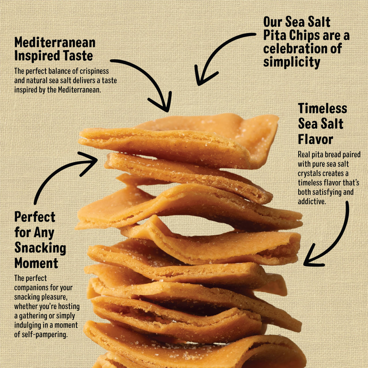 Cedar Valley Pita Chips Sea Salt serving with dip ideal for snacks.