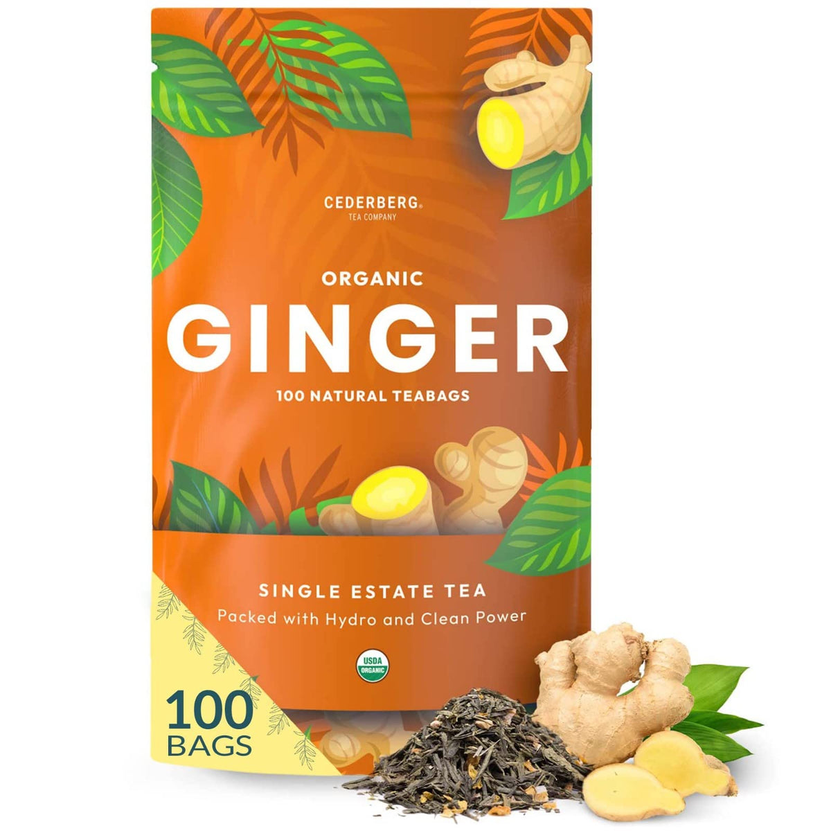 Cederberg Organic Ginger Tea bags in a 100-bag pack for daily use.