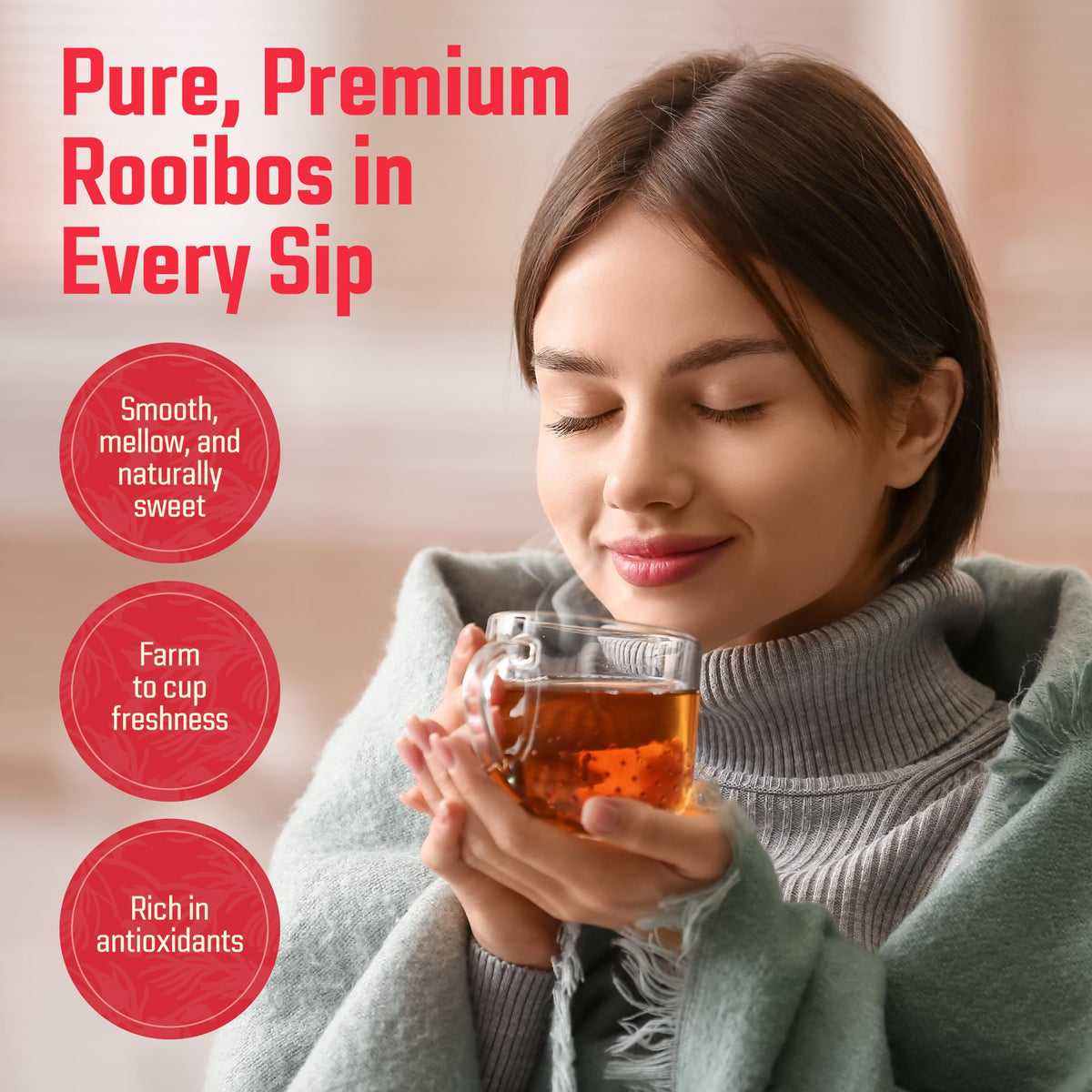 Cederberg Organic Rooibos tea bags in biodegradable filter paper.