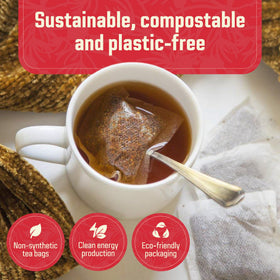 Cederberg Rooibos tea bags with stems removed for smooth steeping.