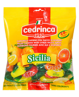 Cedrinca Sicilia Candies packaging highlights artisanal Italian craftsmanship for gifting.