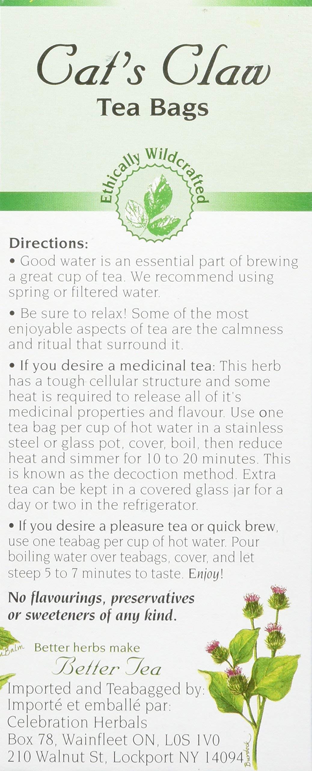 Celebration Herbals ethically wild crafted cats claw tea aromas