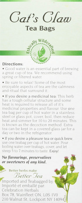 Celebration Herbals ethically wild crafted cats claw tea aromas