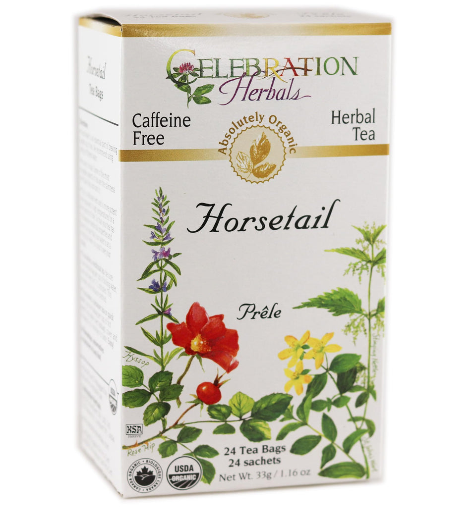 Celebration Herbals Horsetail Tea packaging for home use