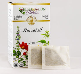 Horsetail tea bags closeup for daily ritual with Celebration Herbals
