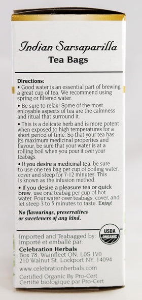Organic certification label on Celebration Herbals packaging