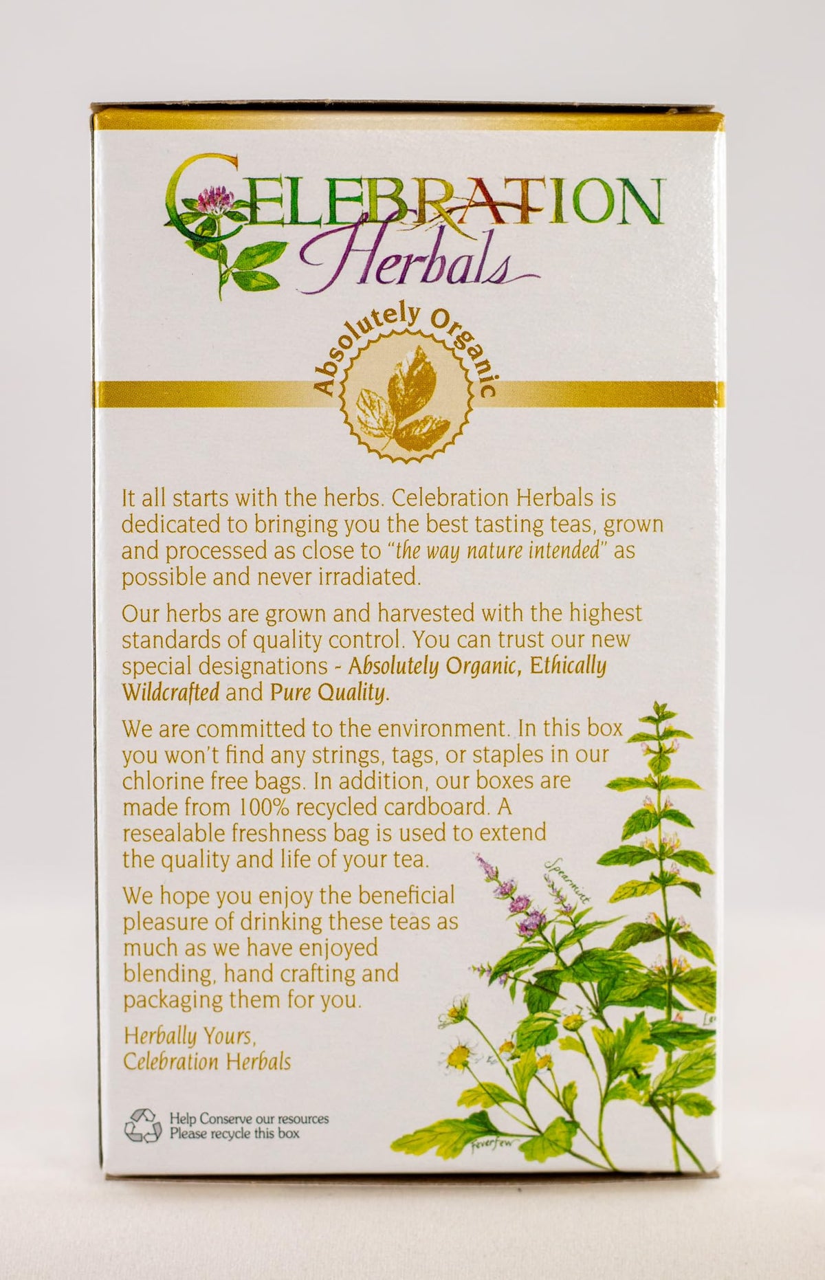 Celebration Herbals organic label and packaging clear eco friendly branding