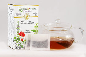 Celebration Herbals Organic rose hips fruit image highlights natural flavor notes