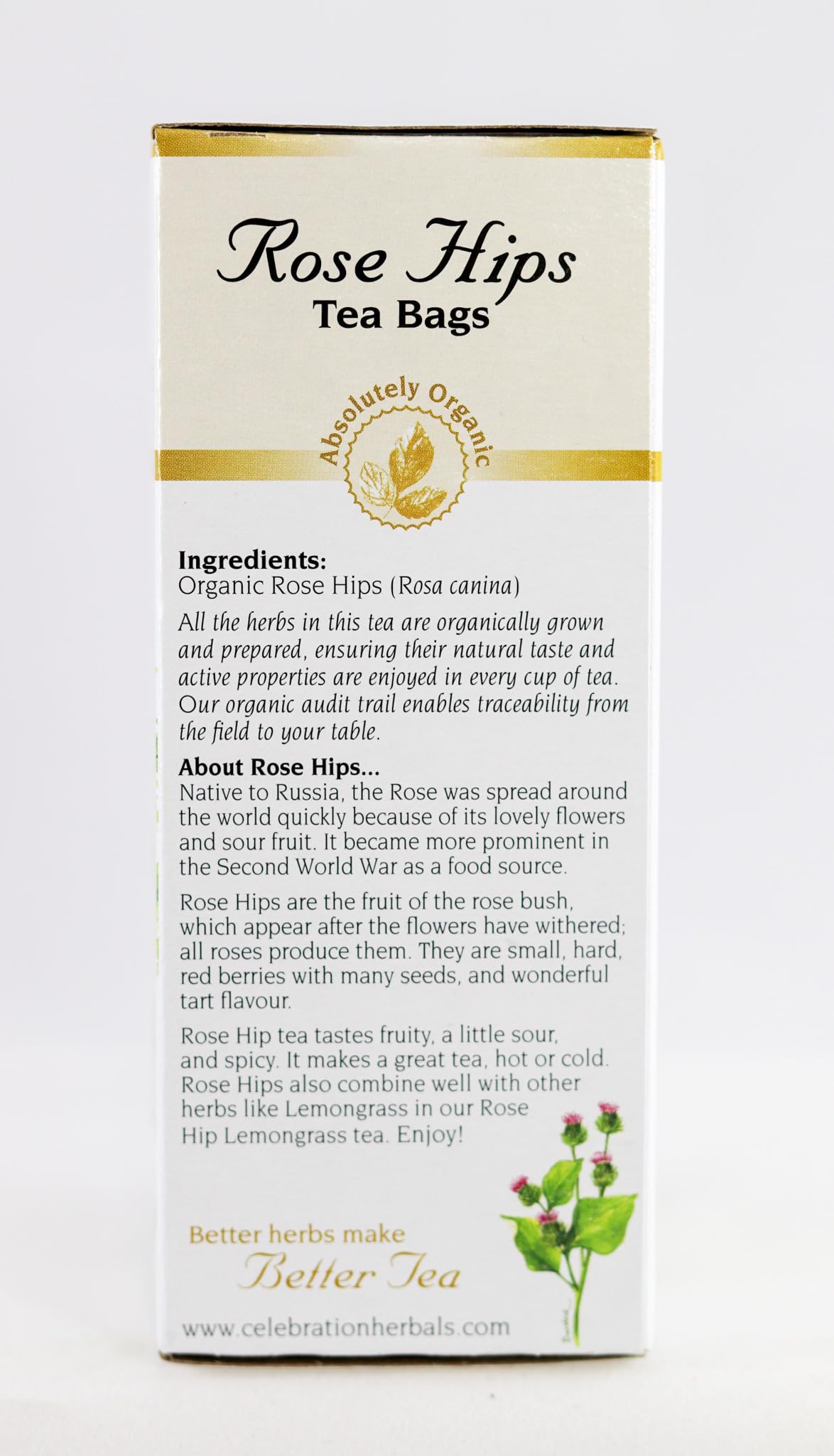 Celebration Herbals Rose Hips Tea brew in a mug for a cozy break