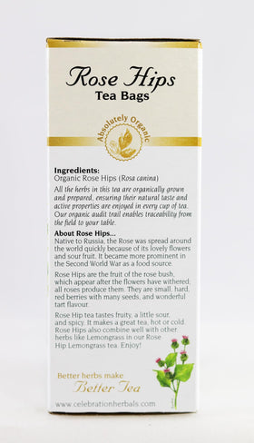 Celebration Herbals Rose Hips Tea brew in a mug for a cozy break