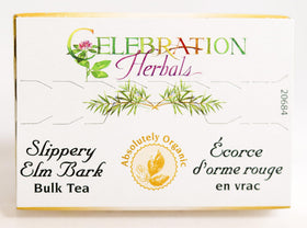 Celebration Herbals slippery elm bark powder packaging emphasizes eco-friendly materials