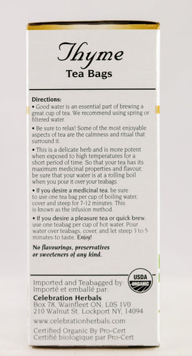 Celebration Herbals tea brew cup releasing inviting thyme aroma.