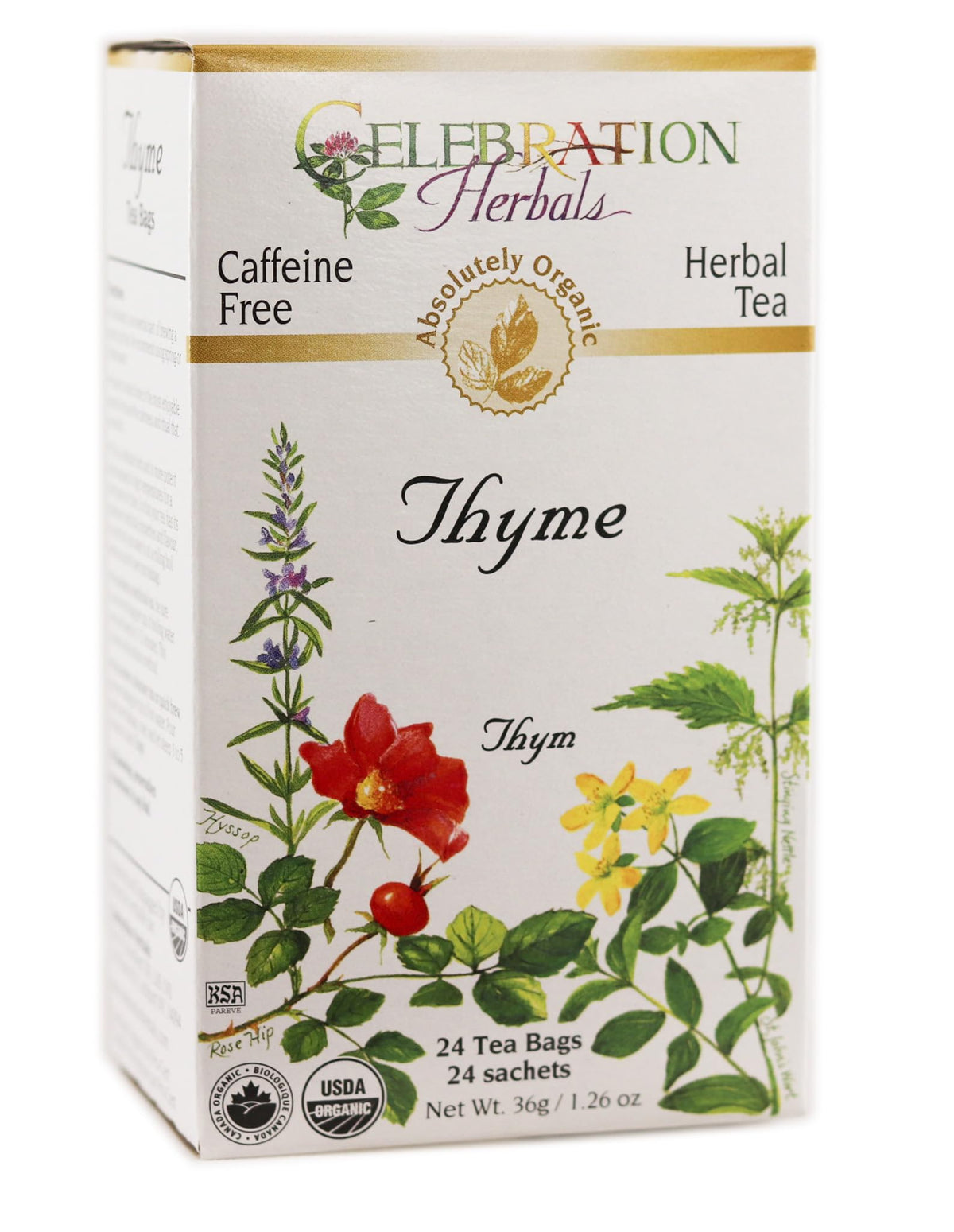 Celebration Herbals thyme tea bags 24 count for a comforting post-meal cup.