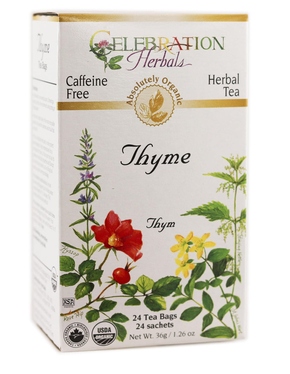 Celebration Herbals thyme tea bags 24 count for a comforting post-meal cup.