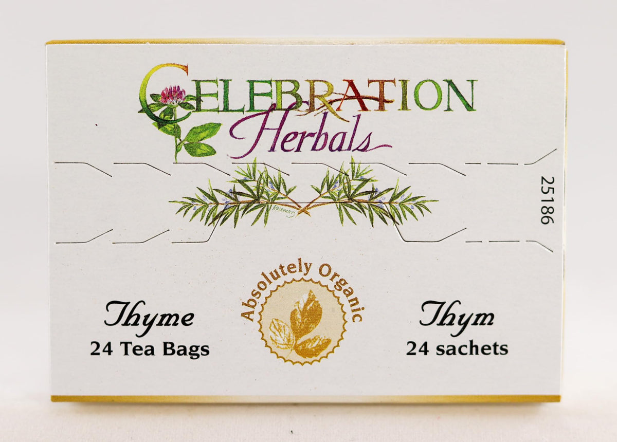 Celebration Herbals thyme tea cup offers a caffeine-free moment.