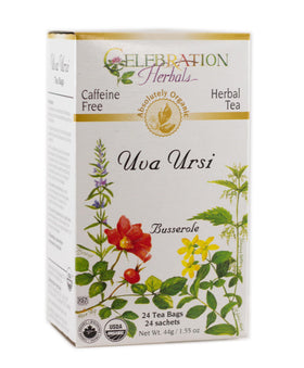 Celebration Herbals Uva Ursi tea box for a calming, caffeine-free ritual