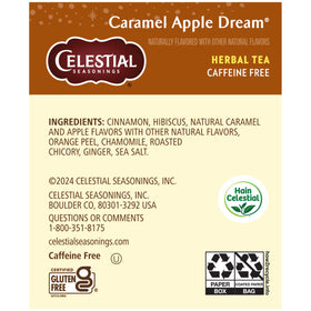 Close-up of Celestial Seasonings Caramel Apple Dream ingredients and flavors.