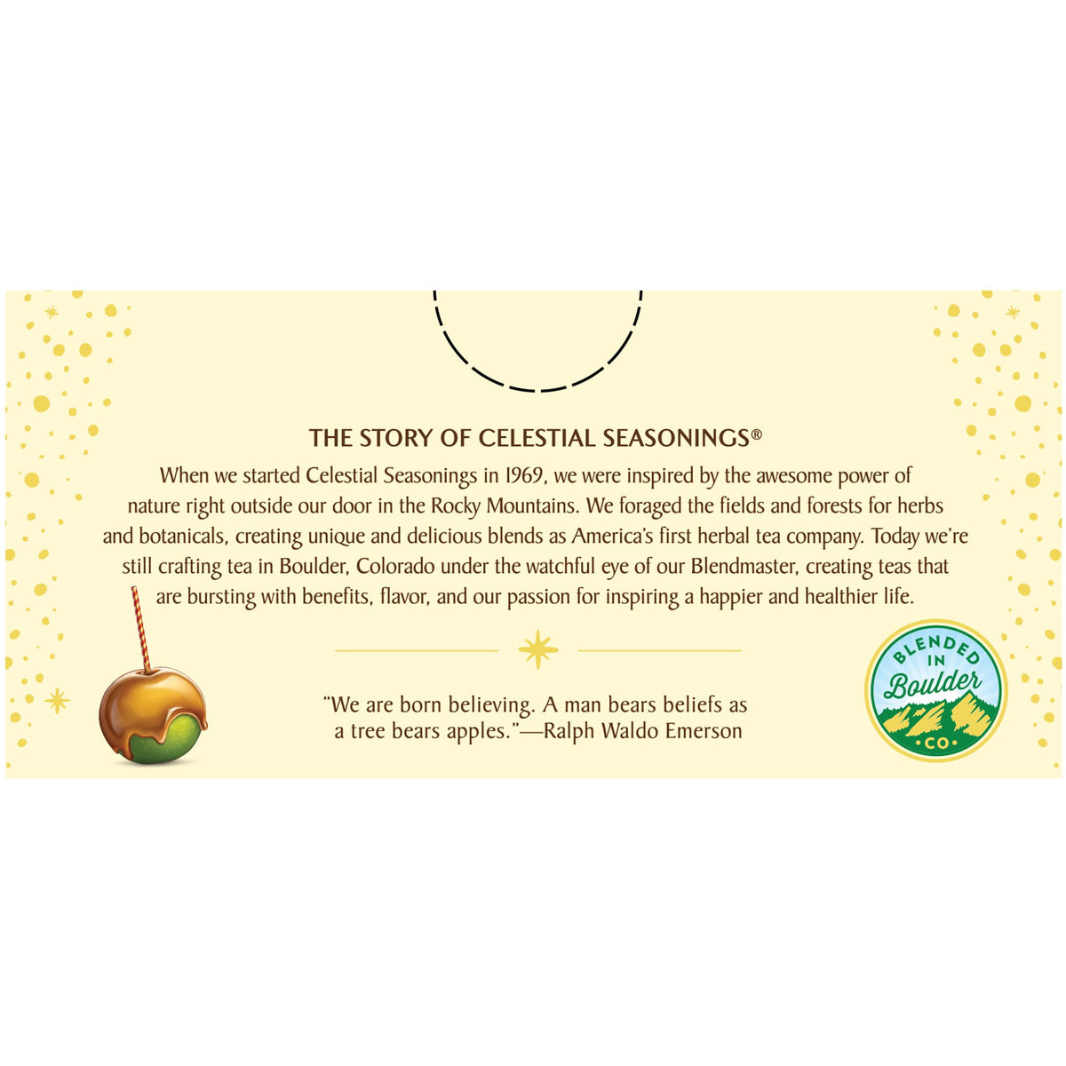 Steeping Celestial Seasonings Caramel Apple Dream tea shows caramel apple aroma in steam.