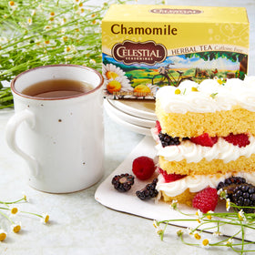 Celestial Seasonings Chamomile packaging highlights 100% natural herbs for clean ingredients