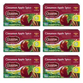 Celestial Seasonings Cinnamon Apple Spice tea bags ready to brew a comforting, caffeine-free cup