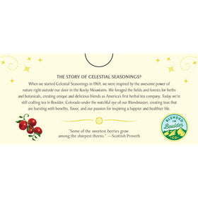Celestial Seasonings Cranberry Vanilla Wonderland holiday scene suggests cozy, gluten-free moments.