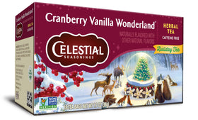 Celestial Seasonings Cranberry Vanilla Wonderland ingredients image underlines vanilla and cinnamon hints.
