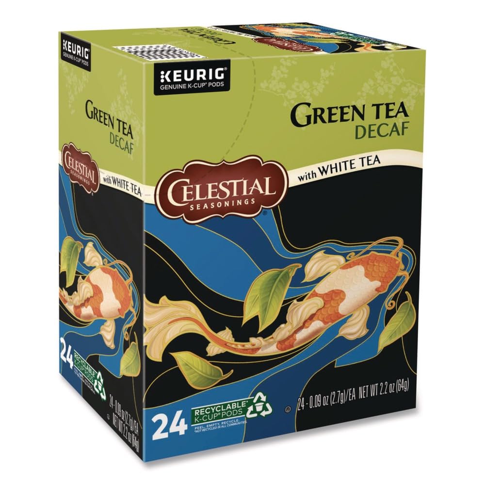 Keurig-compatible decaf green tea K-Cup pod ready for quick brew.