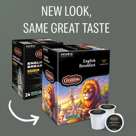 Celestial Seasonings English Breakfast tea brew in a cup offers a robust start