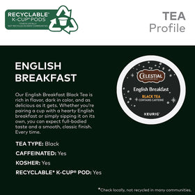 Celestial Seasonings English Breakfast kcup closeup highlighting convenient single-serve.