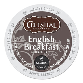Celestial Seasonings English Breakfast kcup pod ready for a bold morning boost.