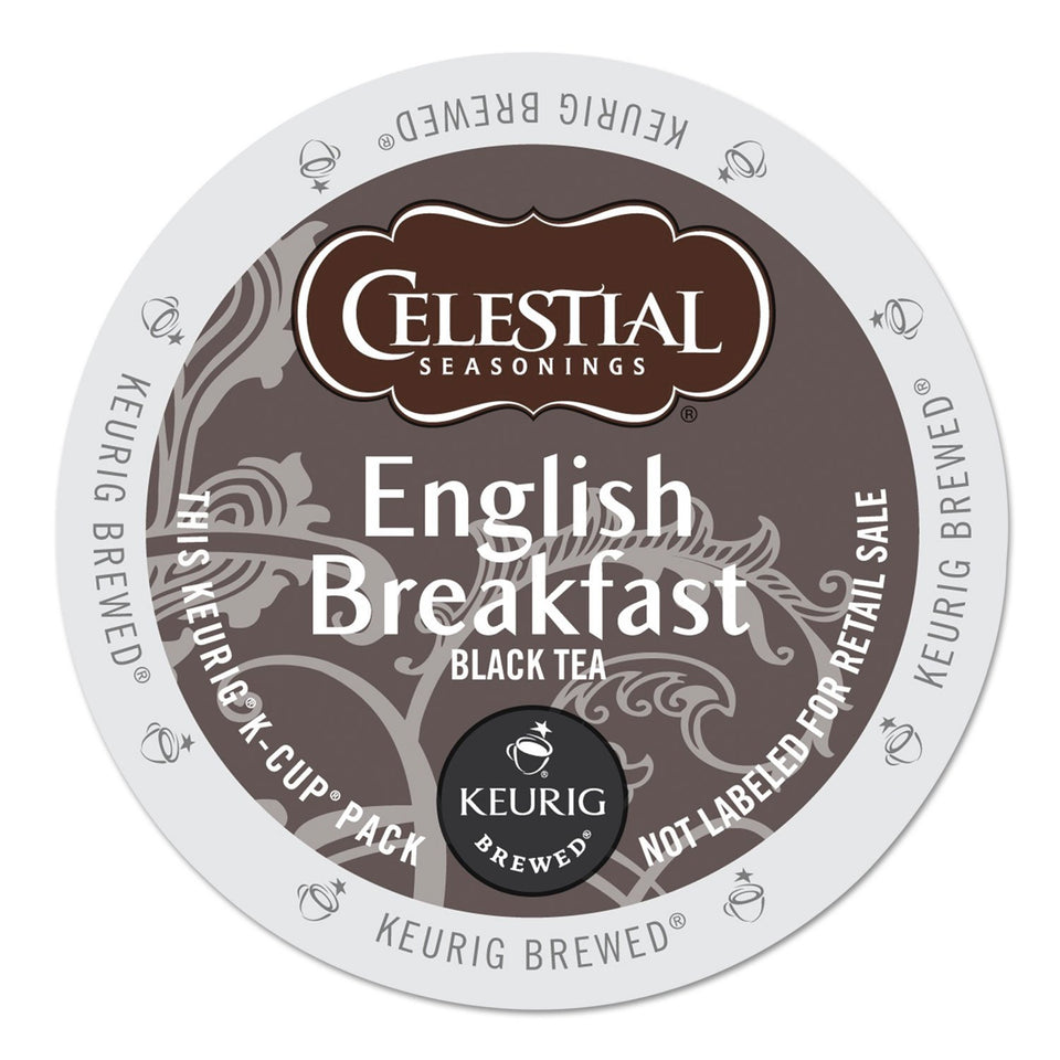 Celestial Seasonings English Breakfast kcup pod ready for a bold morning boost.