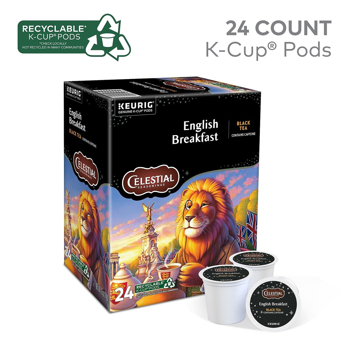 Celestial Seasonings English Breakfast steaming cup displaying robust aroma.