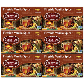 Celestial Seasonings Fireside Vanilla Spice box in a six-pack for cozy evenings.