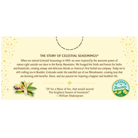 Celestial Seasonings Fireside Vanilla Spice cup shows caffeine-free option for evenings.