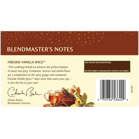 Celestial Seasonings Fireside Vanilla Spice tea bags ready to brew a warm cup.