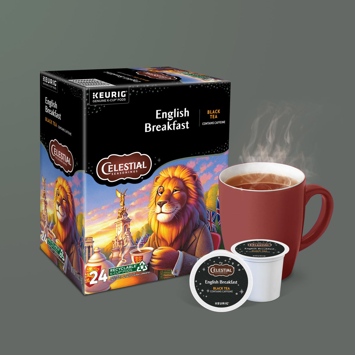 Celestial Seasonings floral aroma rising from a steaming mug