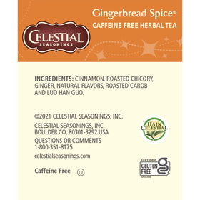 Ginger and cinnamon ingredients in Celestial Seasonings Gingerbread Spice blend.