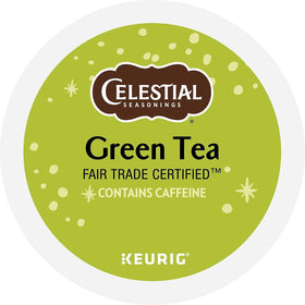 Brewed Celestial Seasonings green tea in a cup showcasing a smooth, balanced cup.