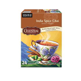 Front of Celestial Seasonings India Spice Chai box with authentic blend