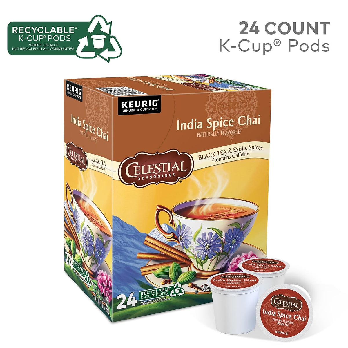 K-Cup brewed to a rich chai cup with Celestial Seasonings India Spice Chai