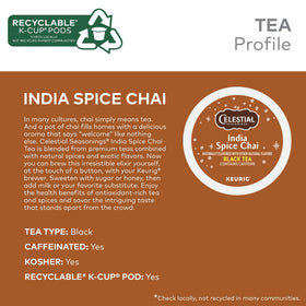 Celestial Seasonings India Spice Chai K-Cup pod in Keurig for quick tea.
